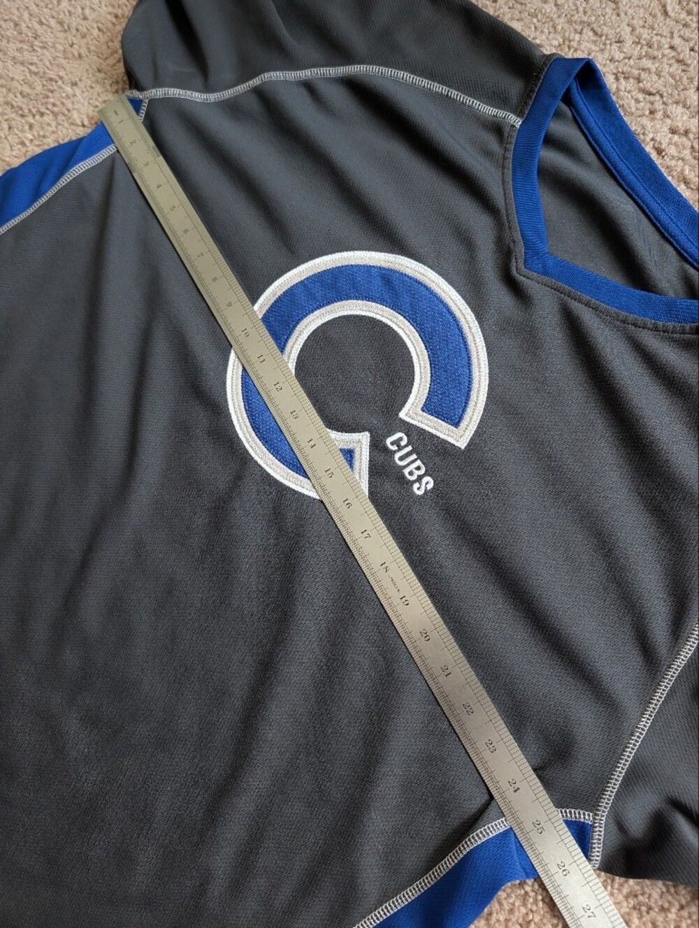 Dynasty Chicago Cubs Mens MLB Grey Royal Blue V-Neck Short Sleeve Shirt Size XL - Picture 7 of 9